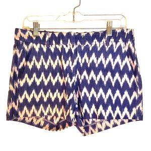 J. Crew Blue & White Zig Zag Ikat Preppy Cottagecore Shorts